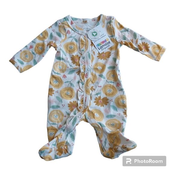Lamaze Organic Cotton Floral Long-Sleeved Onesie - Perfect for Newborns - Picture 1 of 7